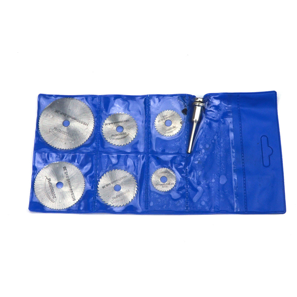 HSS(High Speed Steel) Mini Circular Saw Blades 1/8" (3.175mm) Shank Cutting Discs for Dremel Rotary Tools, 7pcs Set