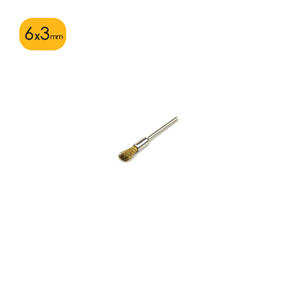 6mm x 3mm Mounted Shank Brass Wire End Brushes