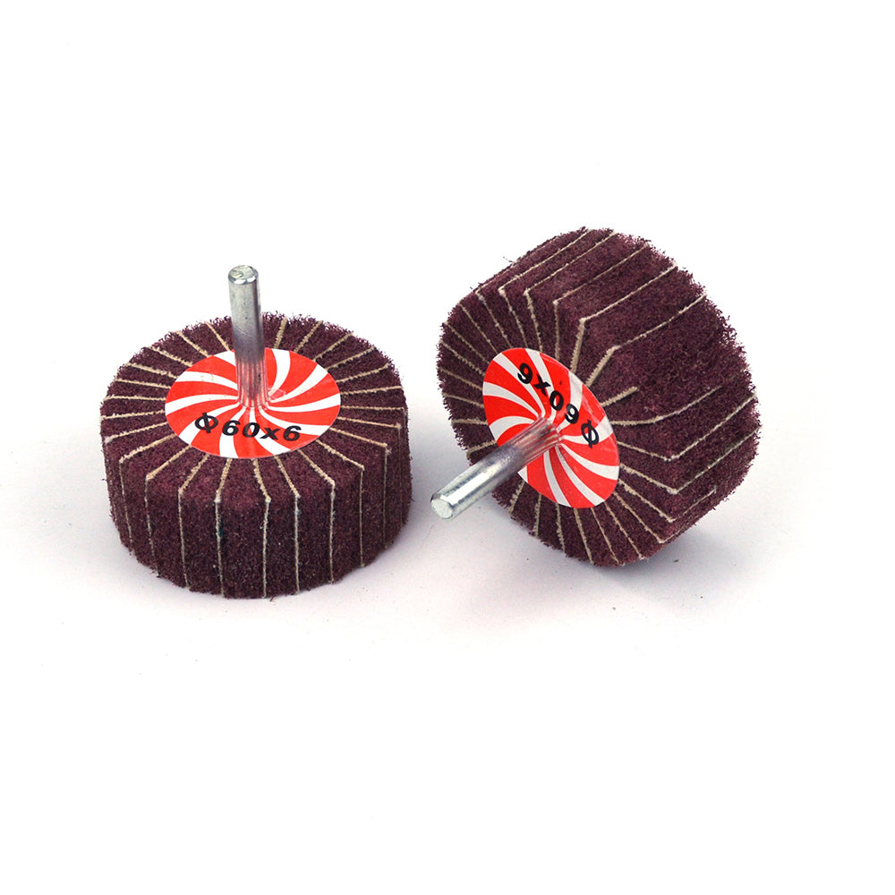 60mmx25mmx6mm Mounted Shank Cylinder Points Scouring Pad Interleaf Flap Grinding Wheels, 240 Grit