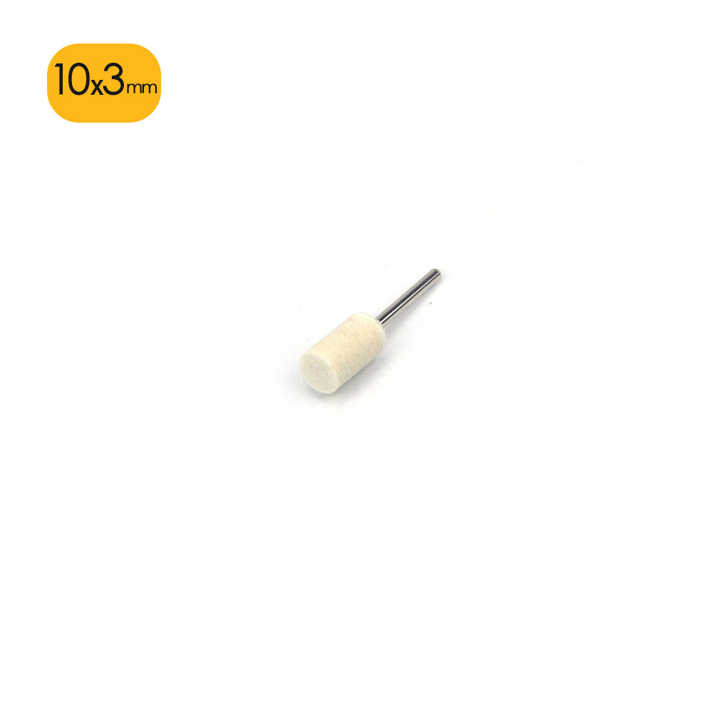 10mm x 3mm Mounted Shank Wool Felt Bobs Mandrel Grinding Polishing Points Buffing Heads, Cylindrical