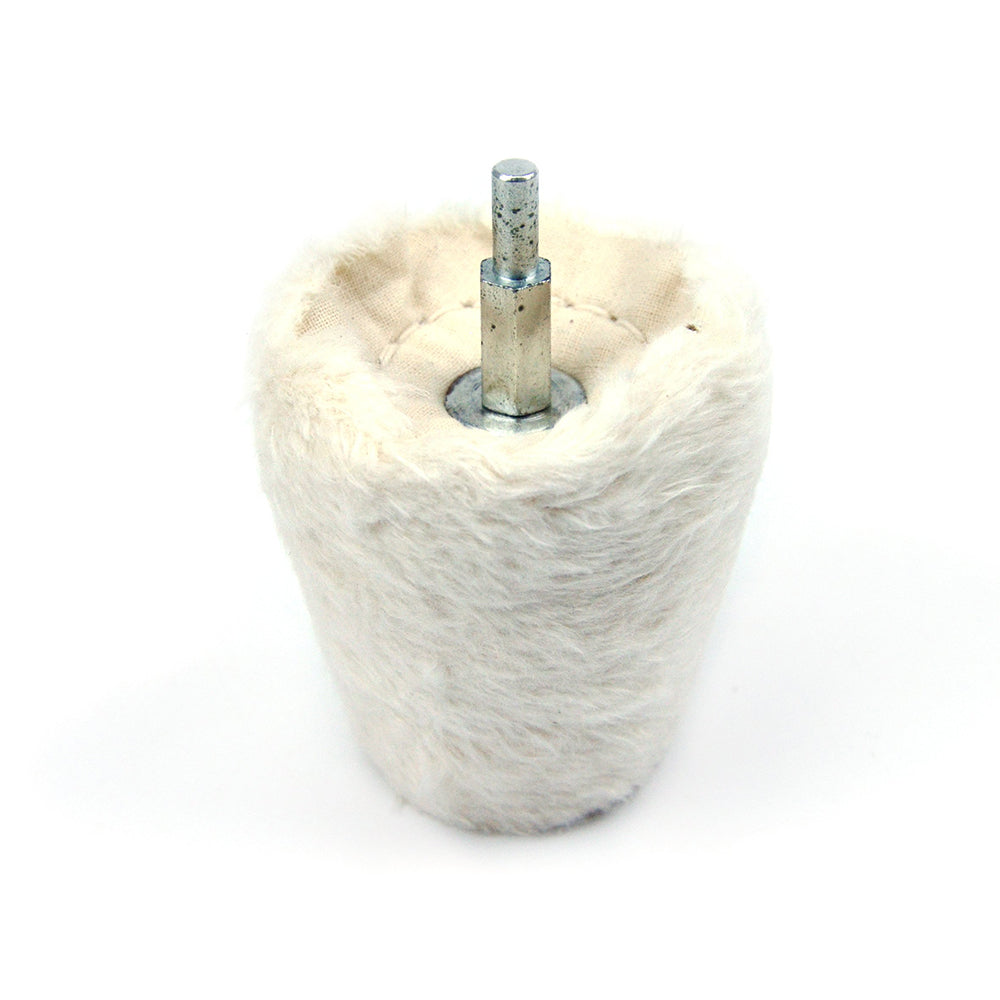 65x65mm x 6mm Shank Mounted Cotton Buffing Wheels, Conical