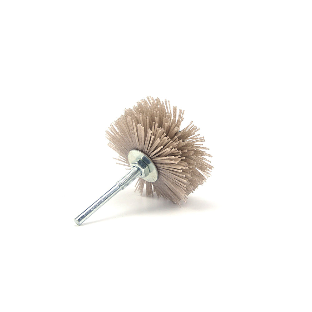 180 Grit 6mm Shank Mounted Nylon Wire Grinding Flower Head Wheel Brush for Woodworking