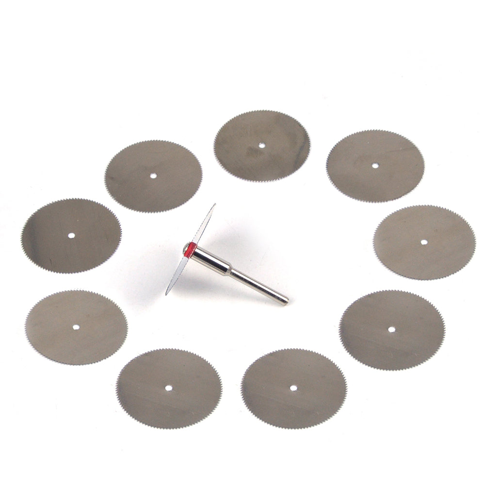 32mm Stainless Steel Mini Circular Saw Blades 3mm Screw Mandrel Cutting Discs for Dremel Rotary Tools, 11pcs Set