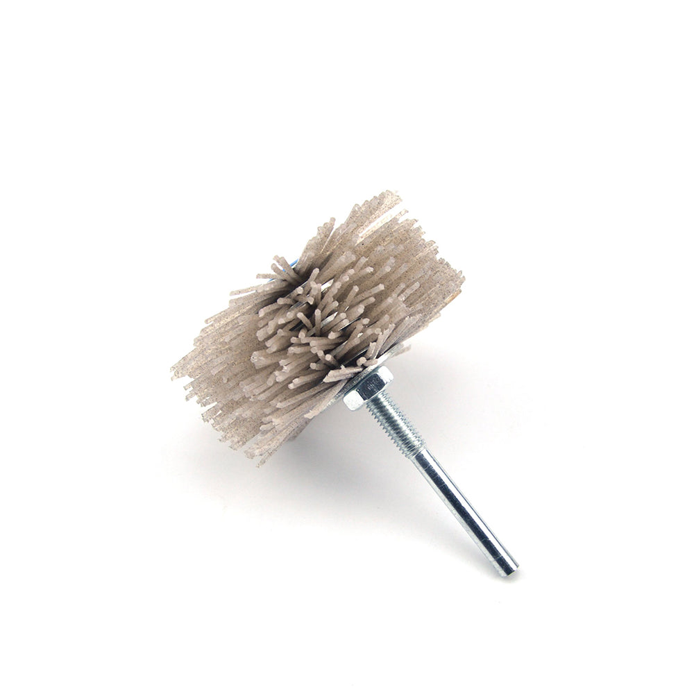 80 Grit 6mm Shank Mounted Nylon Wire Grinding Flower Head Wheel Brush for Woodworking