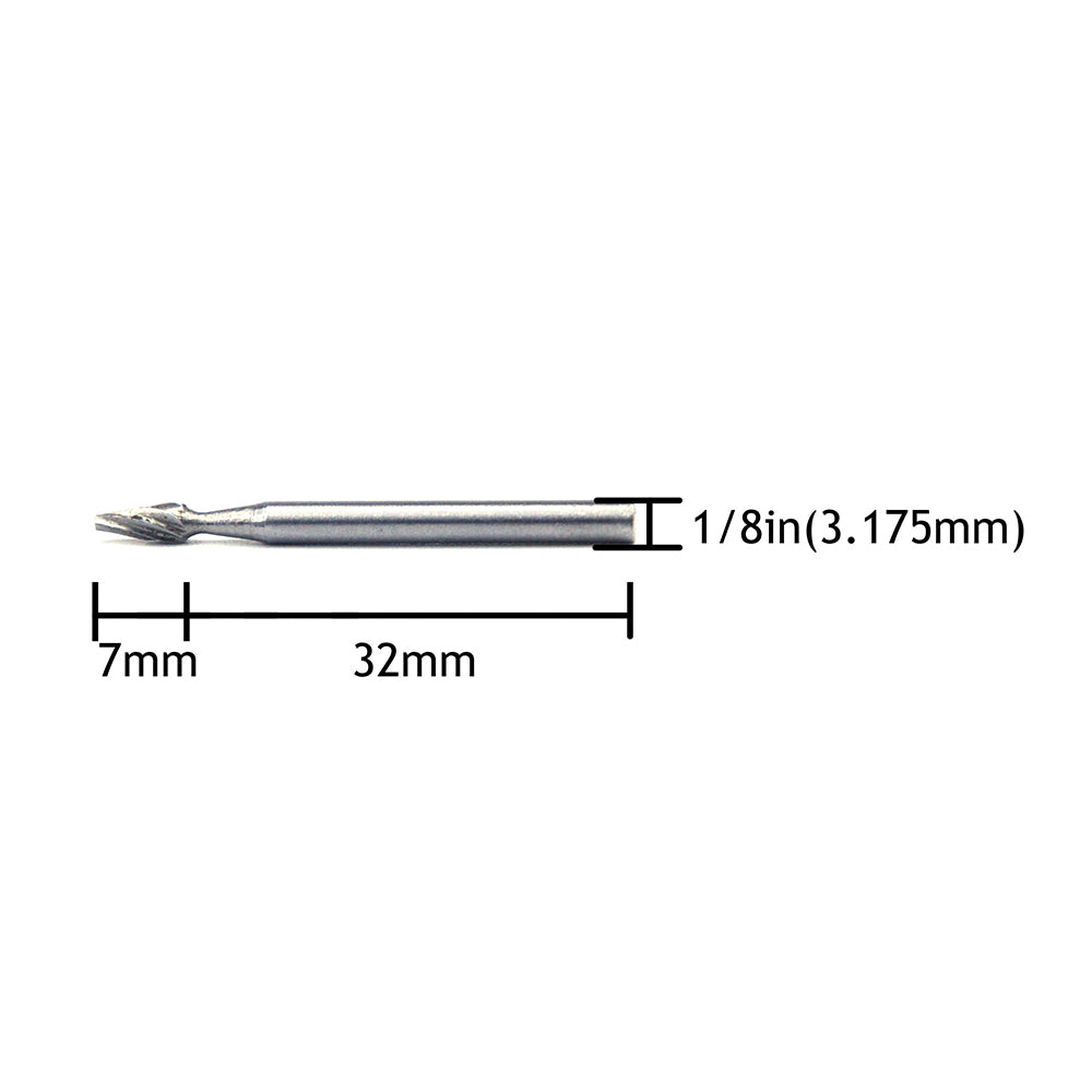 1/8" (3.175mm) Mounted Shank HSS(High Speed Steel) Woodworking Carbide Burrs Rotary File, 6pcs Set