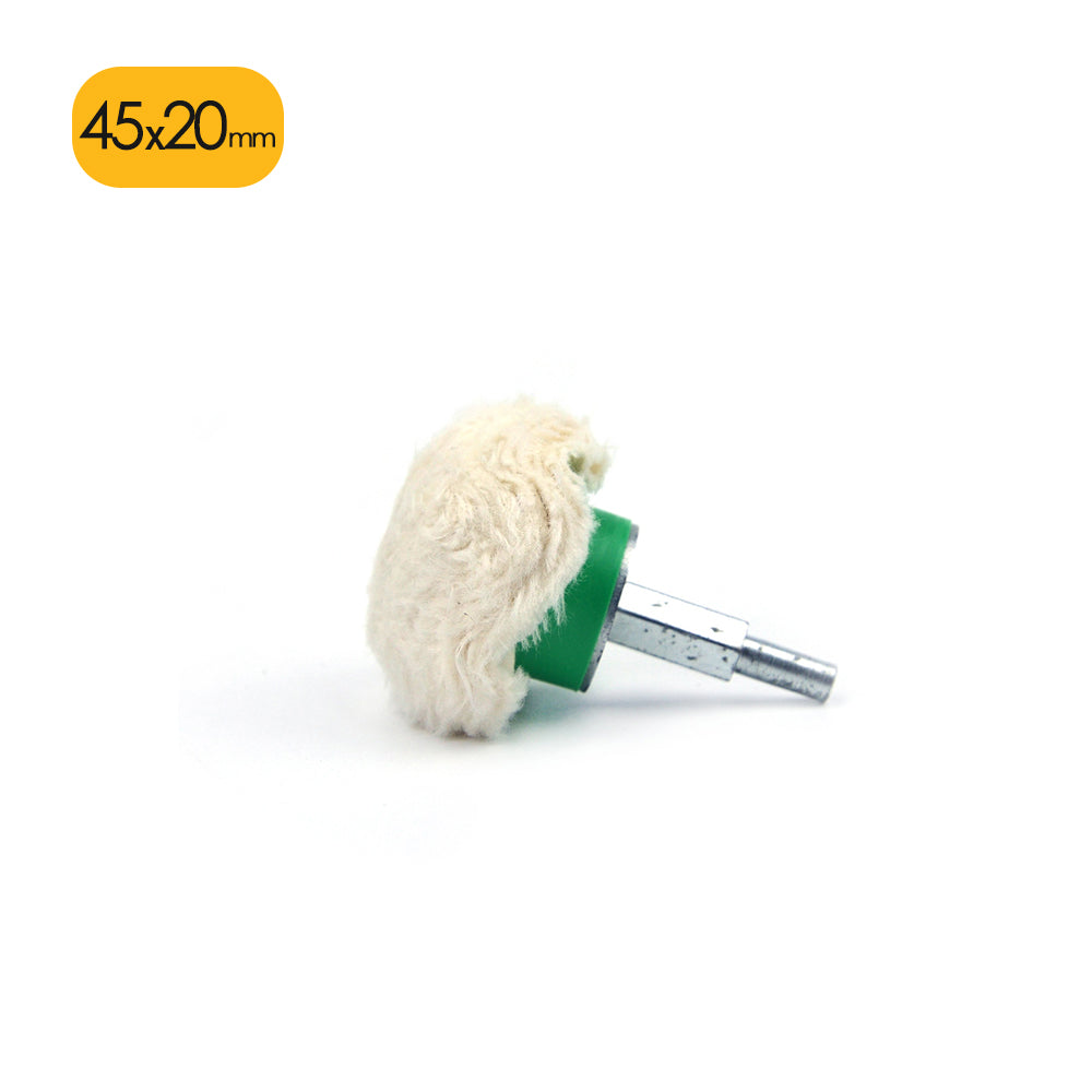 45x20mm x 6mm Shank Mounted Cotton Buffing Wheels, Mushroom-Like