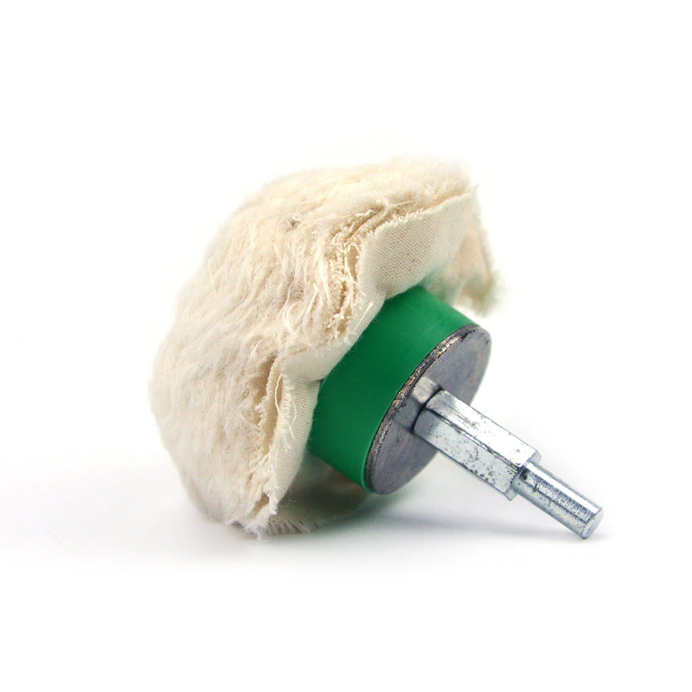 70x25mm x 6mm Shank Mounted Cotton Buffing Wheels, Mushroom-Like