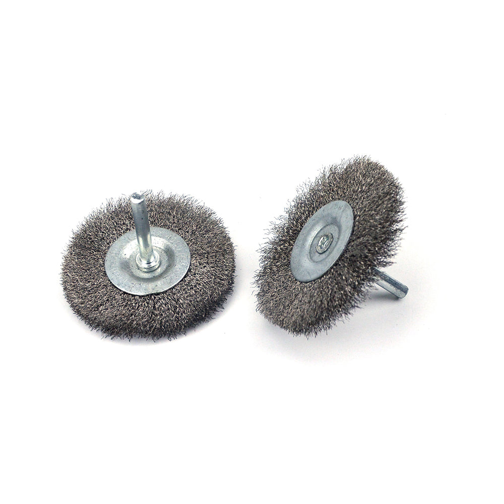 3" (75mm) x 6mm Mounted Shank 0.15mm Stainless Steel Wire Wheel Brushes