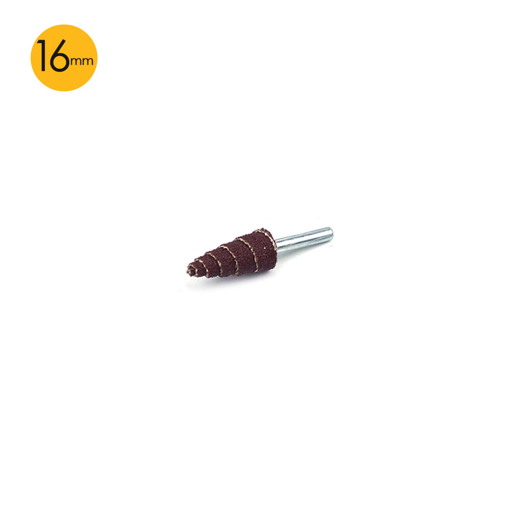16mm x 6mm Mounted Shank 80 Grit Aluminum Oxide Taper Cone Points Spiral Sanding Rolls