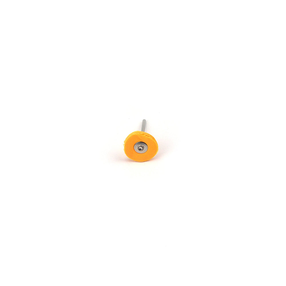1" (25mm) x 3mm Mounted Shank Cotton Buffing Wheels, Yellow, Hard