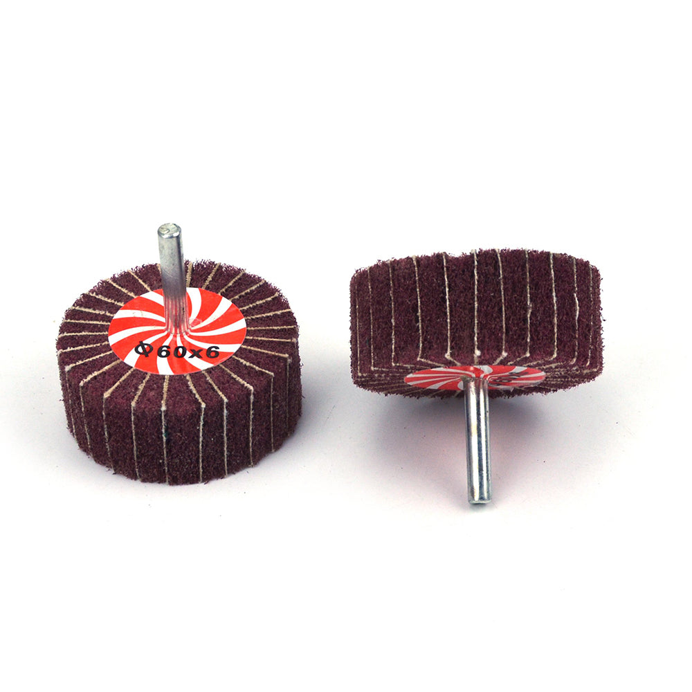 60mmx25mmx6mm Mounted Shank Cylinder Points Scouring Pad Interleaf Flap Grinding Wheels, 240 Grit