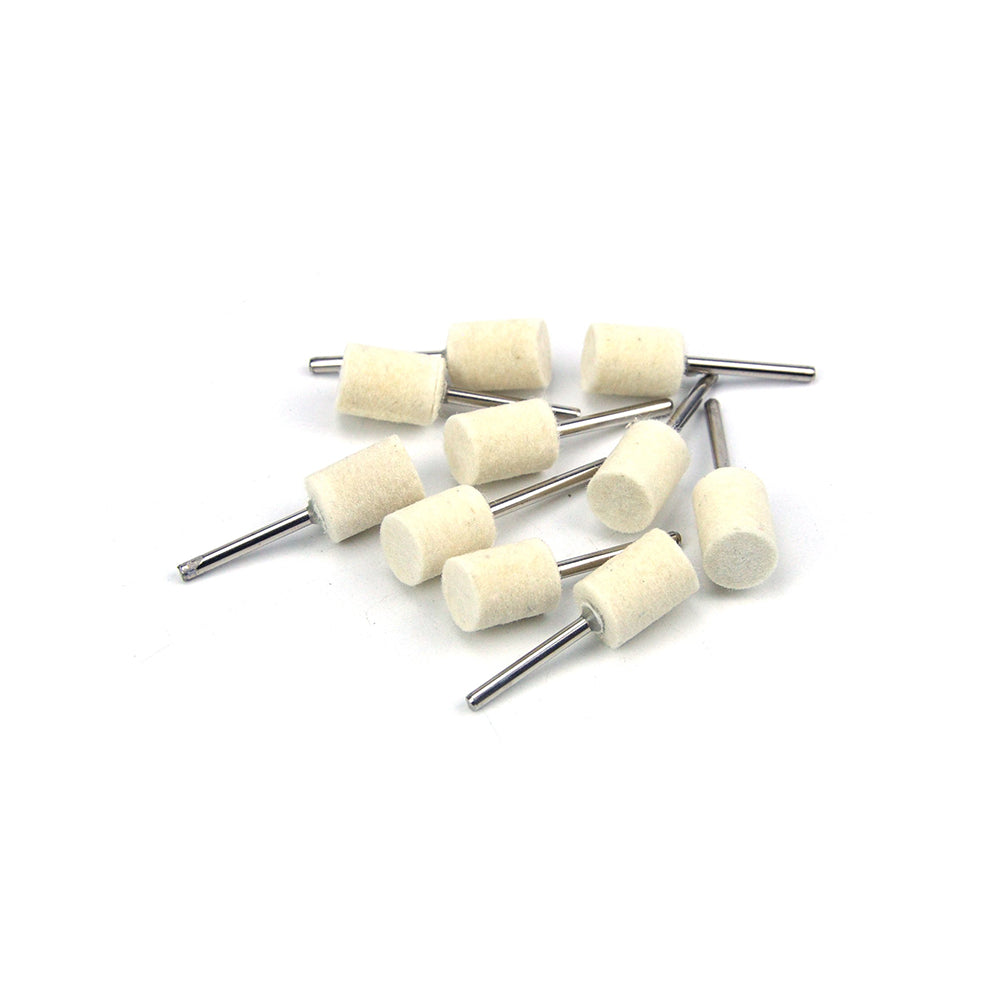 12mm x 3mm Mounted Shank Wool Felt Bobs Mandrel Grinding Polishing Points Buffing Heads, Cylindrical