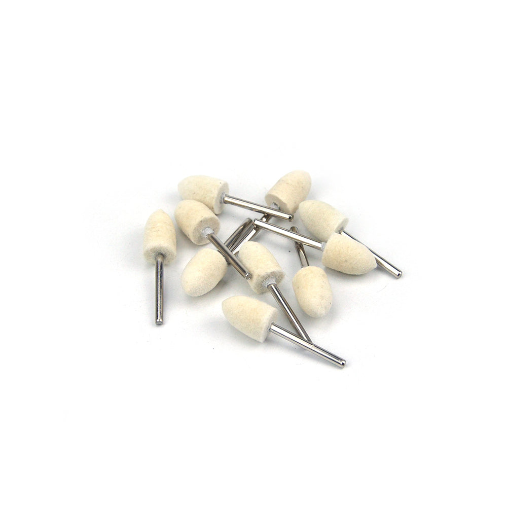 12mm x 3mm Mounted Shank Wool Felt Bobs Mandrel Grinding Polishing Points Buffing Heads, Conical