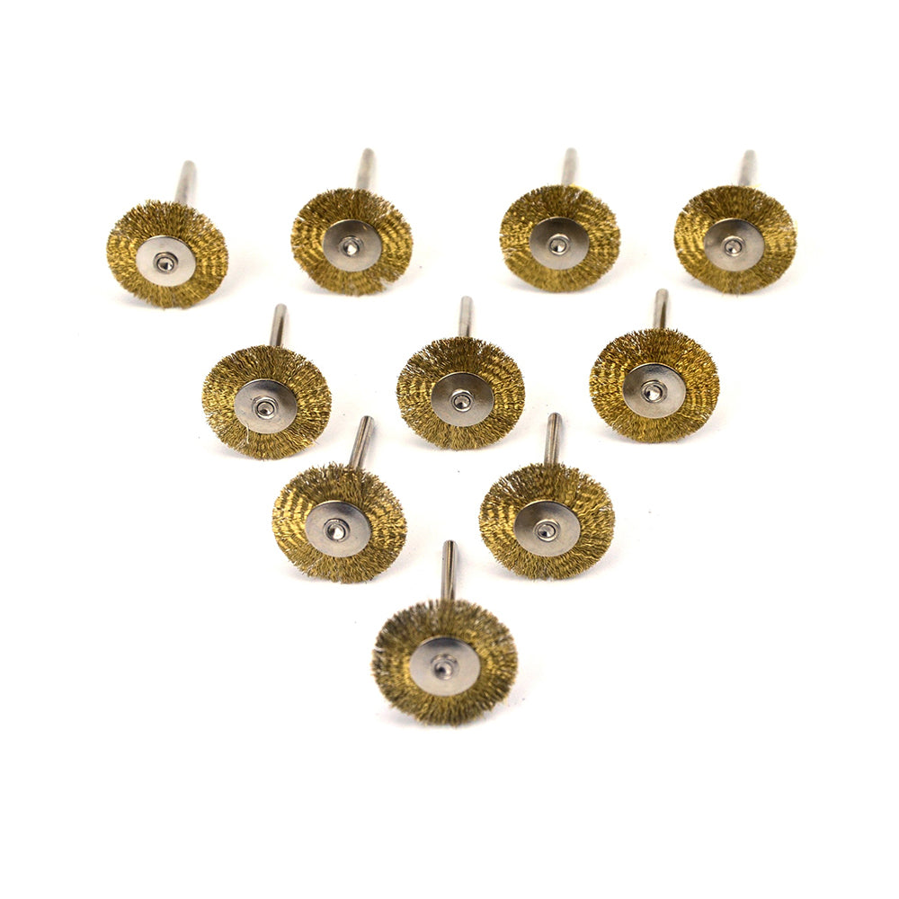 1" (25mm) x 3mm Shank Mounted Brass Wire Wheel Brushes