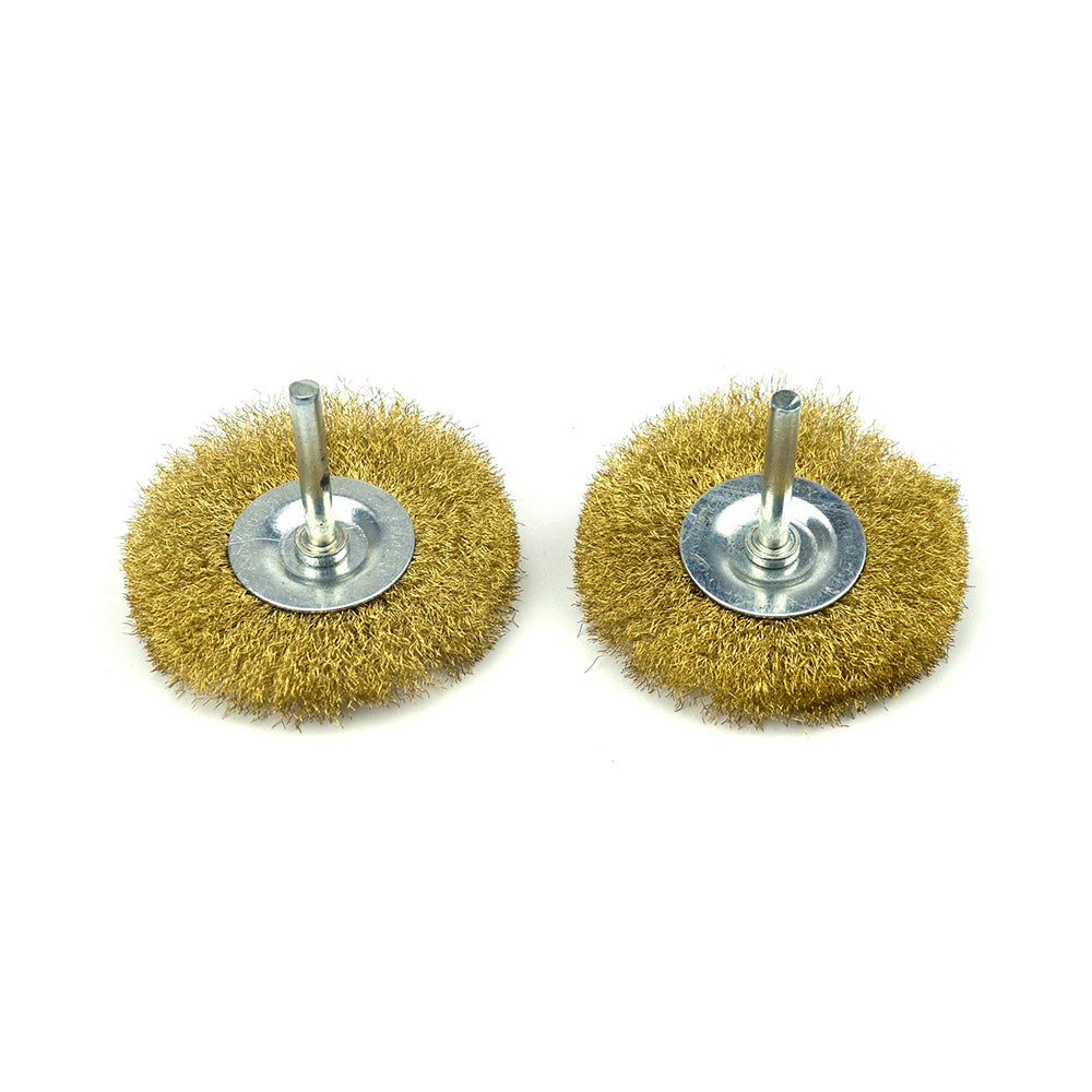 3" (75mm) x 6mm Mounted Shank 0.13mm Brass Wire Wheel Brushes