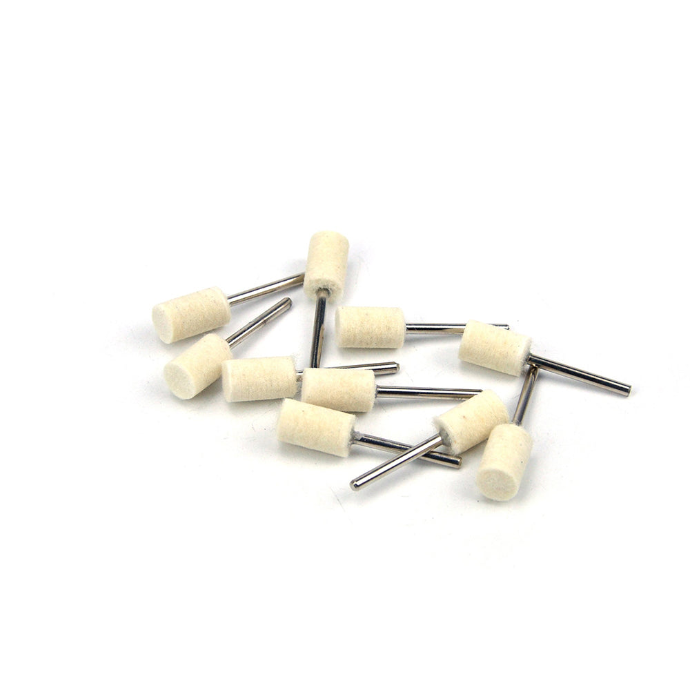 10mm x 3mm Mounted Shank Wool Felt Bobs Mandrel Grinding Polishing Points Buffing Heads, Cylindrical
