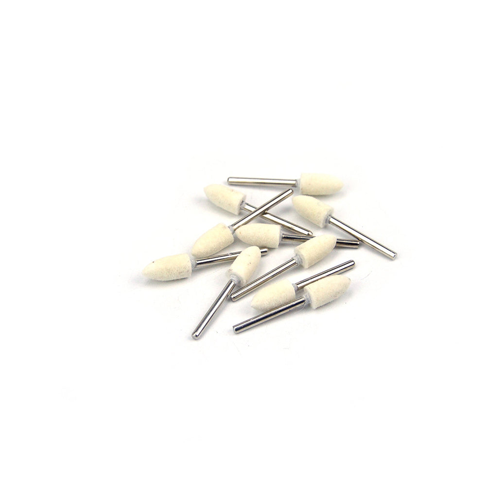 8mm x 3mm Mounted Shank Wool Felt Bobs Mandrel Grinding Polishing Points Buffing Heads, Conical