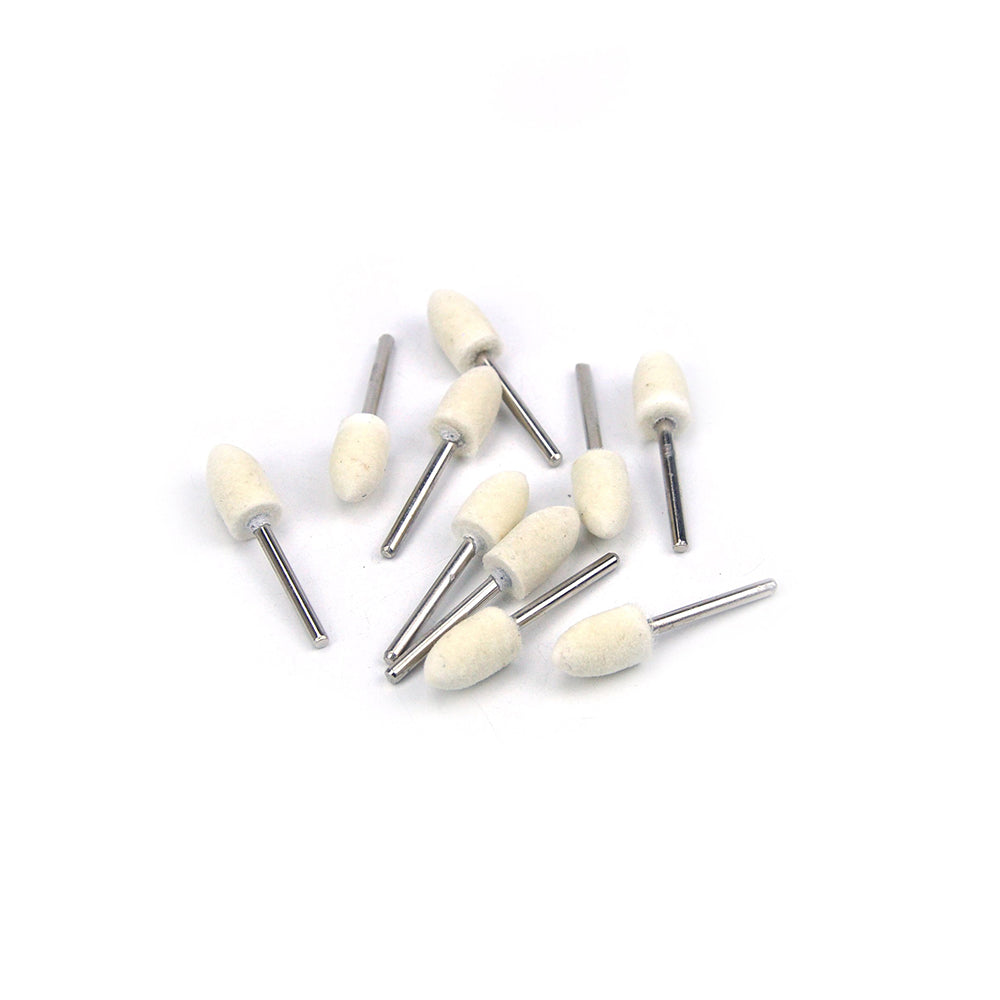 10mm x 3mm Mounted Shank Wool Felt Bobs Mandrel Grinding Polishing Points Buffing Heads, Conical
