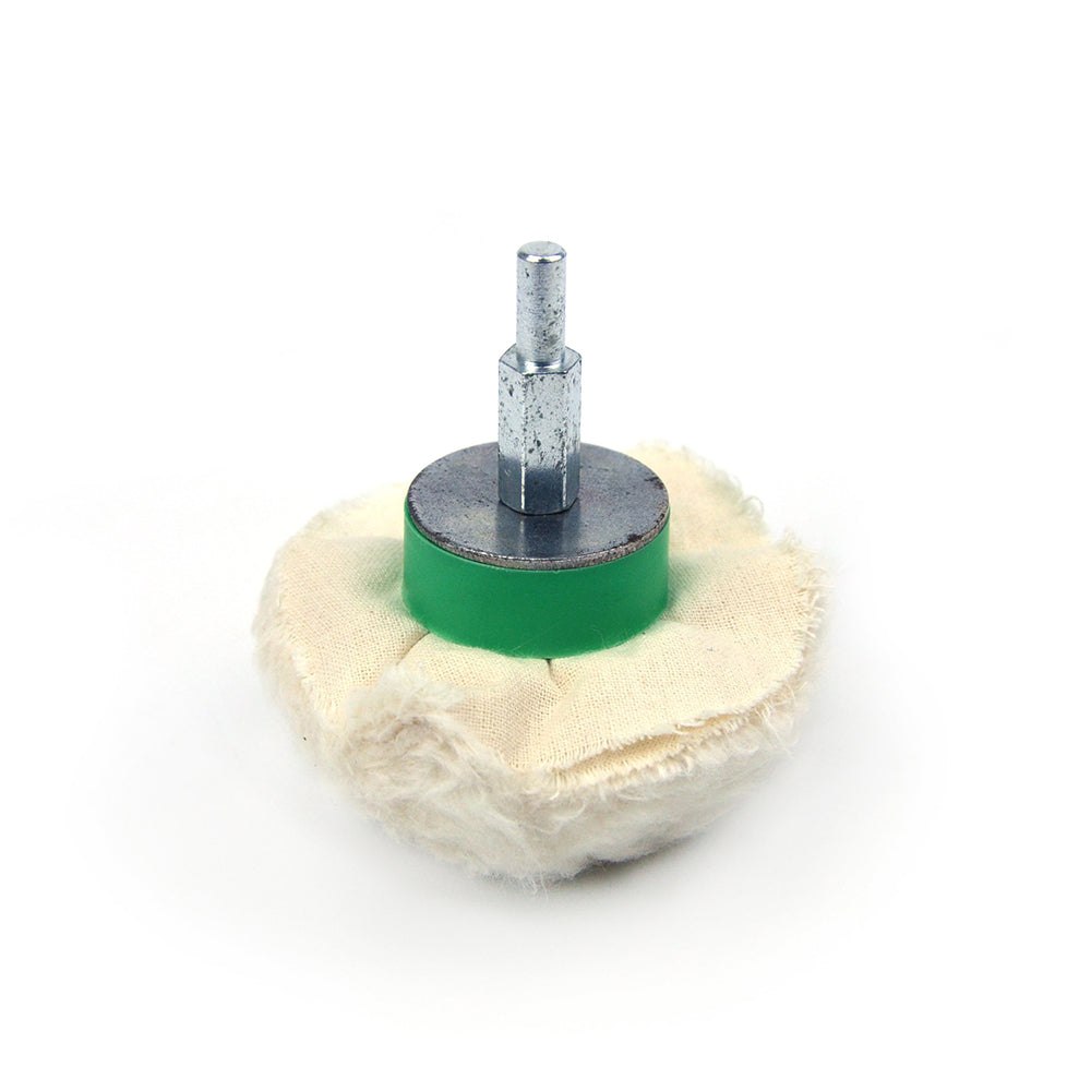70x25mm x 6mm Shank Mounted Cotton Buffing Wheels, Mushroom-Like
