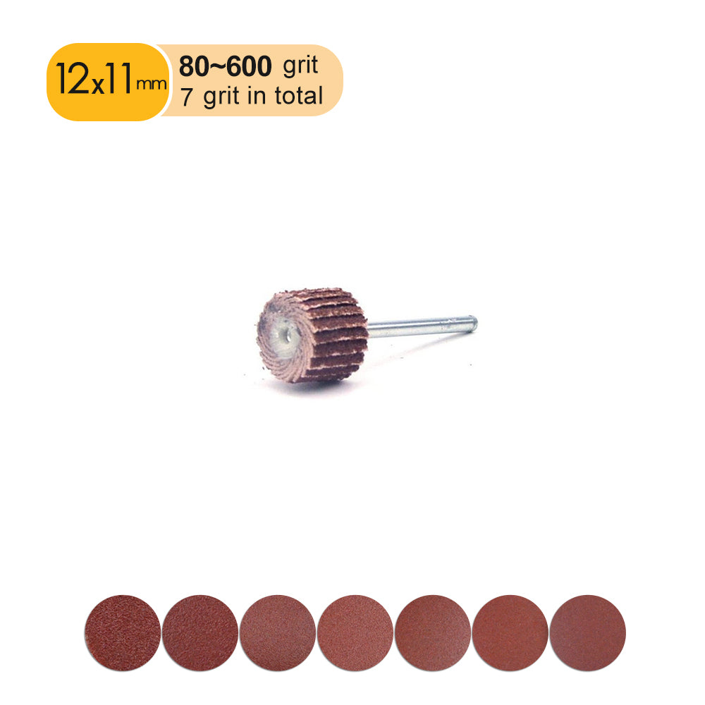 12x11mm x 3mm Shank Small Flap Wheels, 80-600 Grit
