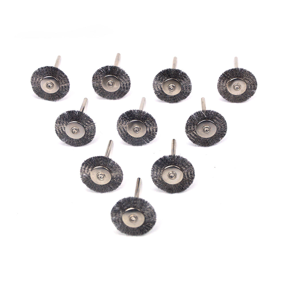 1" (25mm) x 3mm Shank Mounted Stainless Steel Wire Wheel Brushes