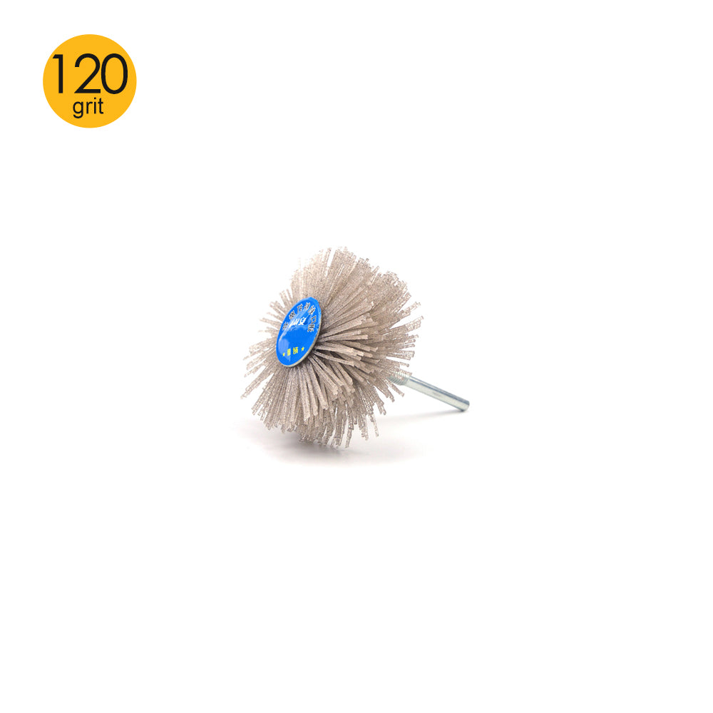 120 Grit 6mm Shank Mounted Nylon Wire Grinding Flower Head Wheel Brush for Woodworking