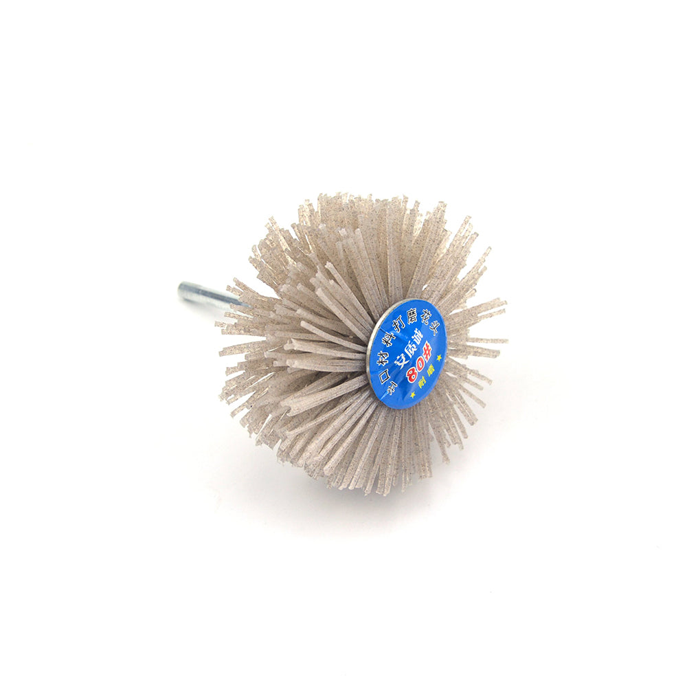 80 Grit 6mm Shank Mounted Nylon Wire Grinding Flower Head Wheel Brush for Woodworking