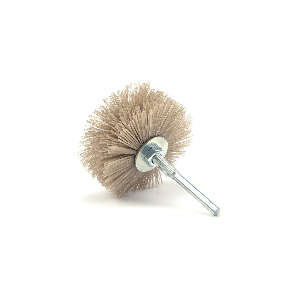 240 Grit 6mm Shank Mounted Nylon Wire Grinding Flower Head Wheel Brush for Woodworking