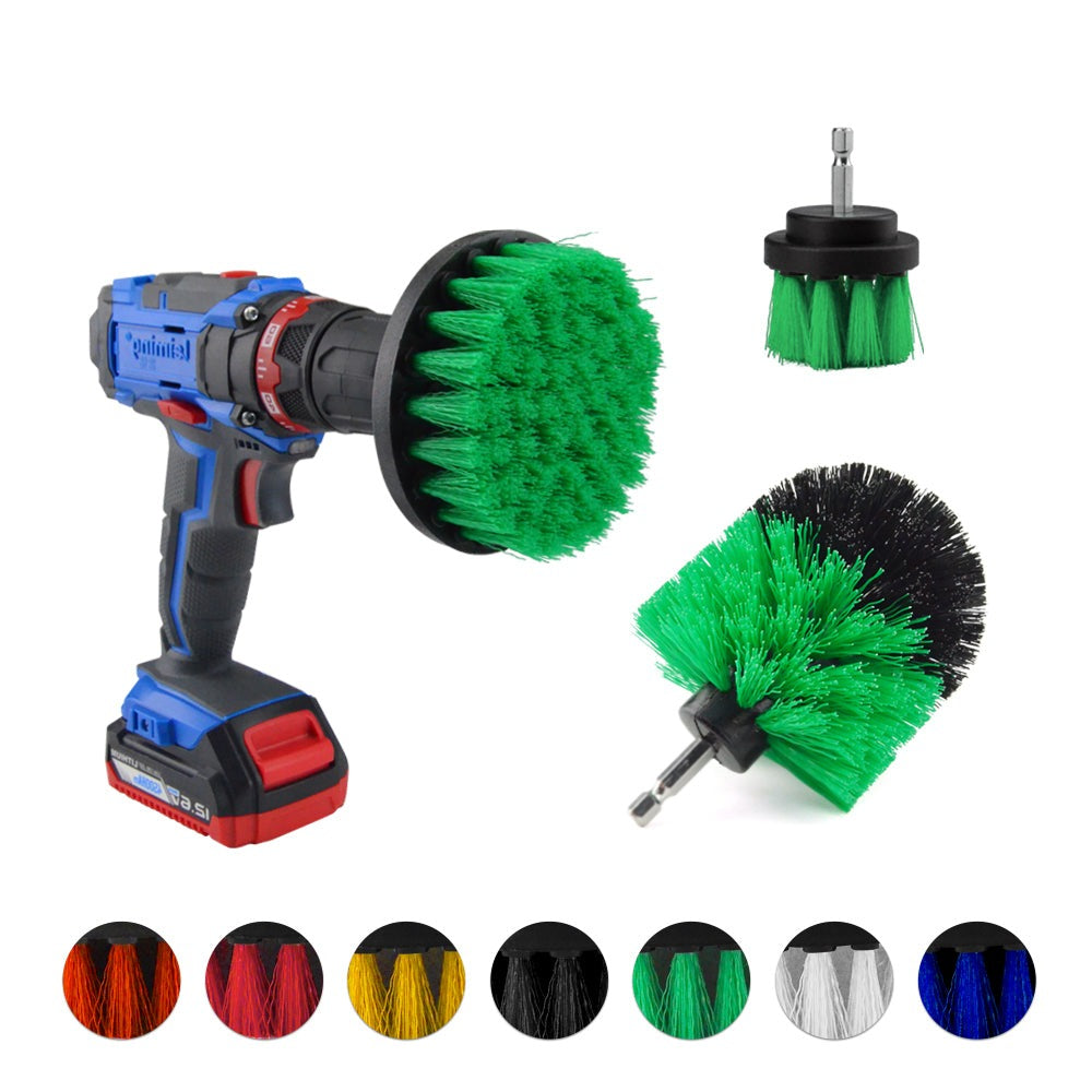 Electric Drill Cleaning Brush For Household/Automotive with 6mm Shank Drill Attachment. 3 Pcs Set