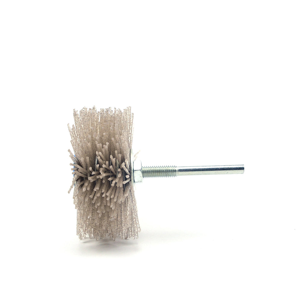 120 Grit 6mm Shank Mounted Nylon Wire Grinding Flower Head Wheel Brush for Woodworking