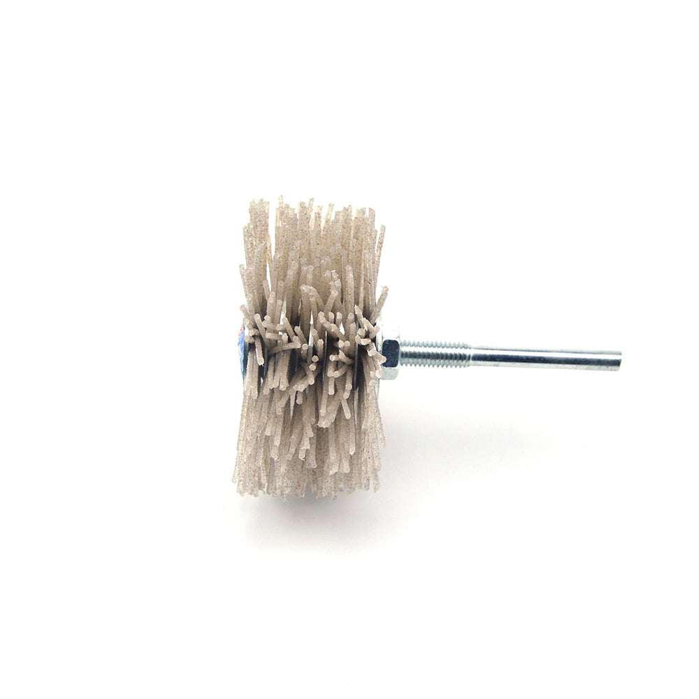 80 Grit 6mm Shank Mounted Nylon Wire Grinding Flower Head Wheel Brush for Woodworking
