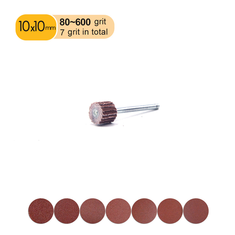 10x10mm x 3mm Shank Small Flap Wheels, 80-600 Grit