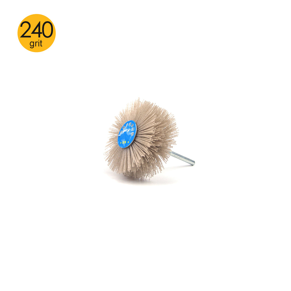 240 Grit 6mm Shank Mounted Nylon Wire Grinding Flower Head Wheel Brush for Woodworking