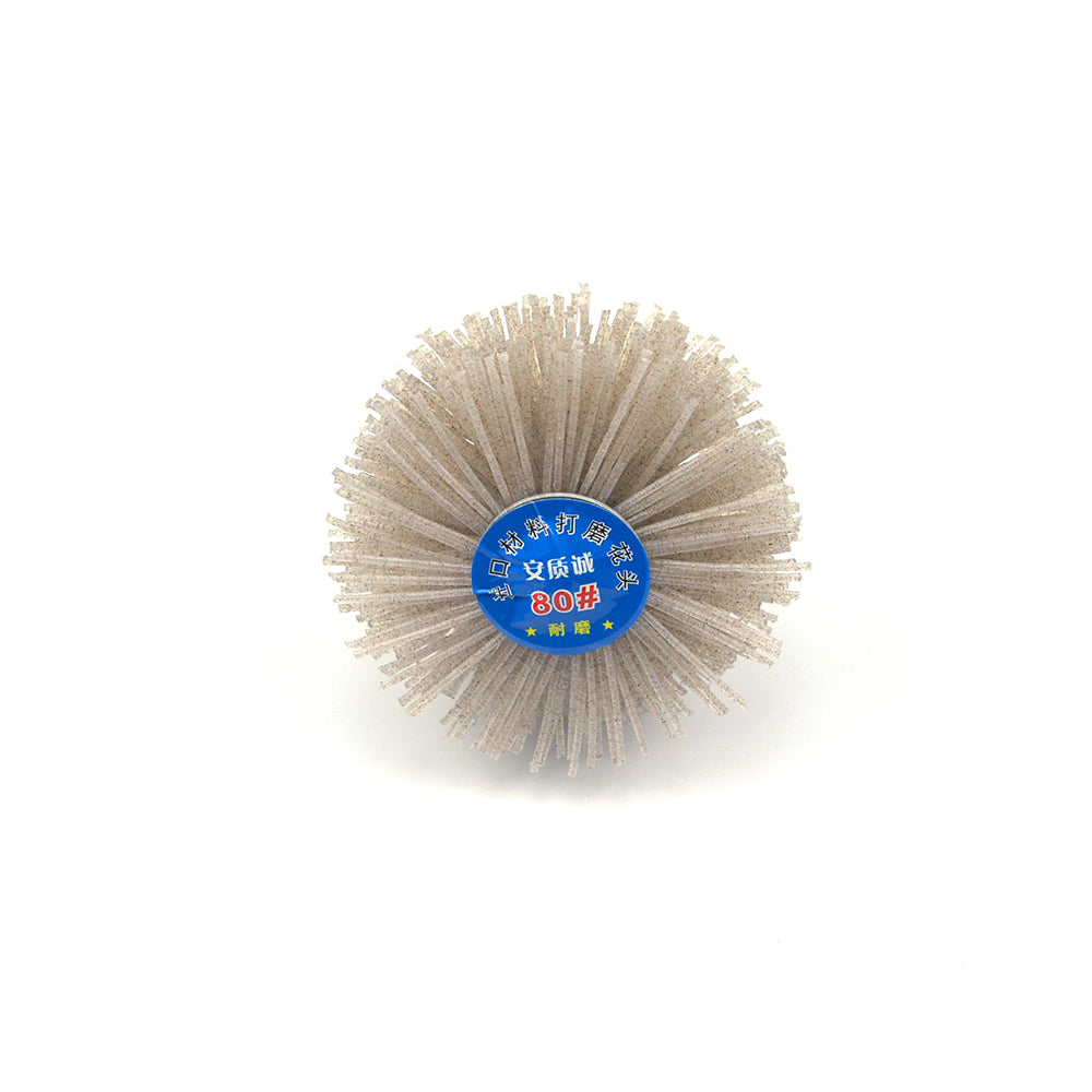 80 Grit 6mm Shank Mounted Nylon Wire Grinding Flower Head Wheel Brush for Woodworking