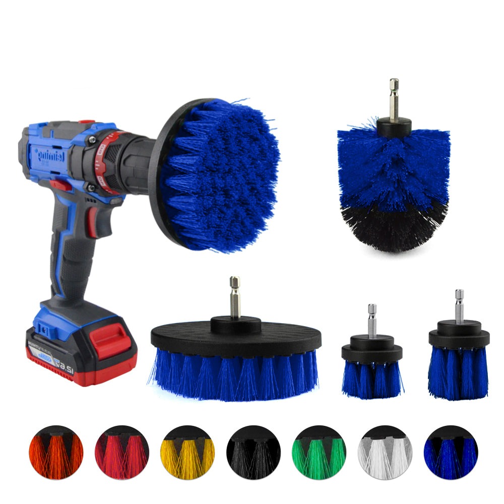 Electric Drill Cleaning Brush For Household/Automotive with 6mm Shank Drill Attachment. 5 Pcs Set