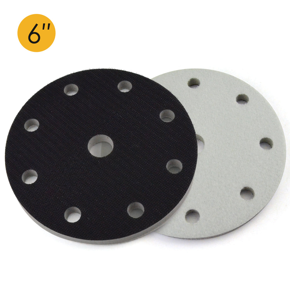 6" (150mm) 9-Hole High Density Hard Hook & Loop Surface Protection Interface Buffer Backing Pad
