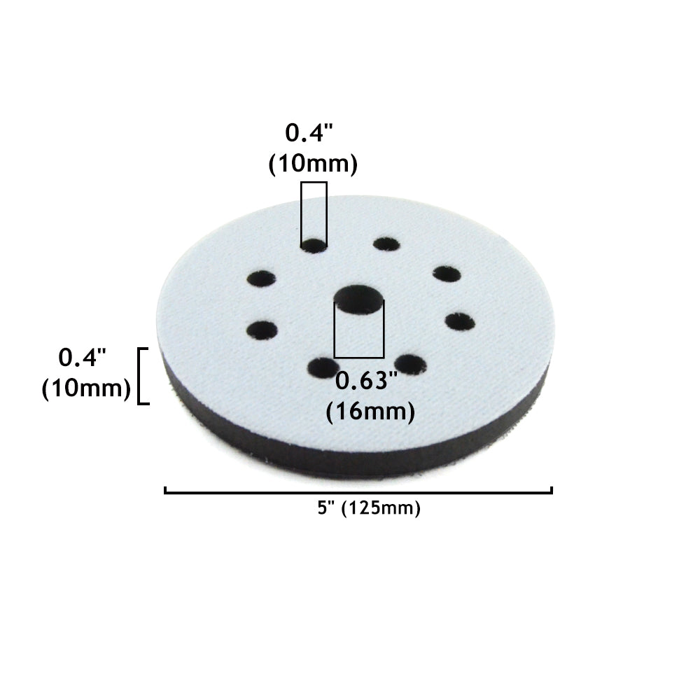 5" (125mm) 9-Hole Soft Sponge Dust-free Interface Buffer Backing Pads