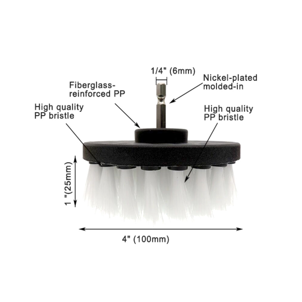 4" (100mm) Electric Drill Cleaning Brush For Household/Automotive with 6mm Shank Drill Attachment, 1 PC