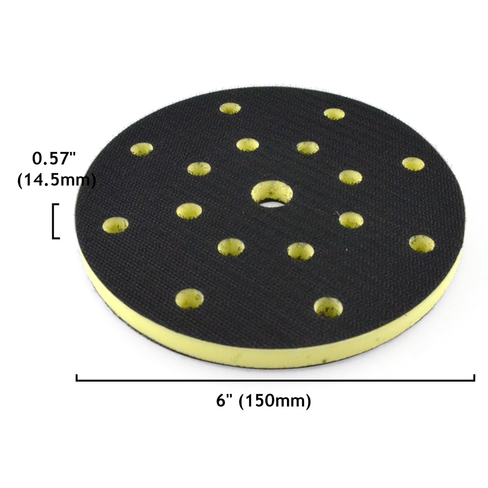 6" (150mm) 17-Hole PU Foam High Density Hard Hook & Loop Surface Protection Interface Buffer Backing Pad