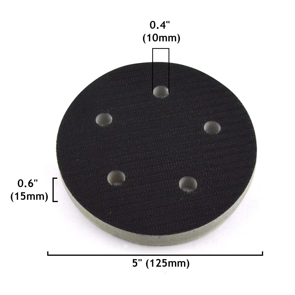 5" (125mm) 5-Hole High Density(Stiff) Sponge Hook & Loop Surface Protection Interface Pad