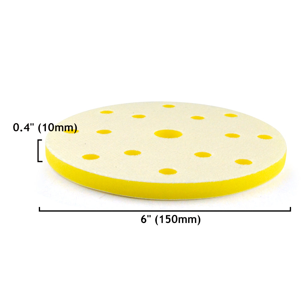 6" (150mm) 17-Hole Soft Sponge Double Faced Velvet Hook & Loop Surface Protection Interface Buffer Backing Pad