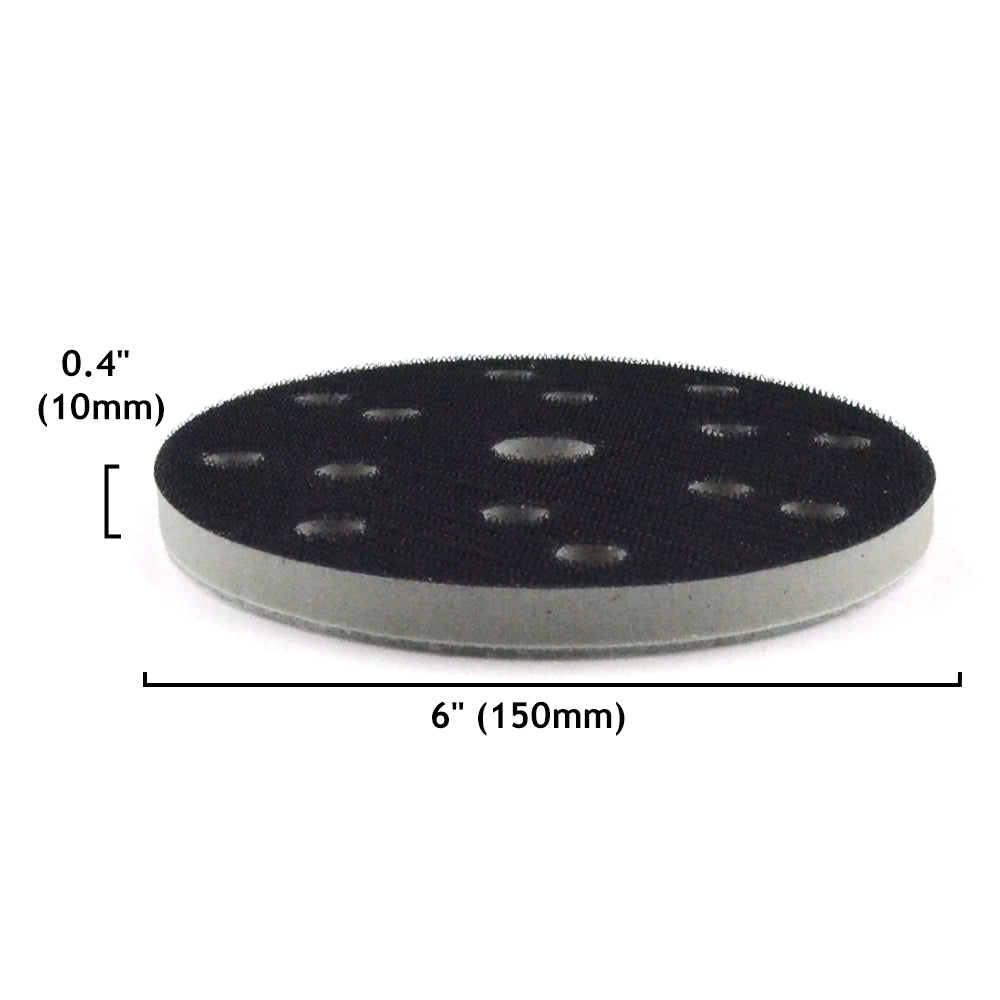 6" (150mm) 15-Hole High Density(Stiff) Sponge Hook & Loop Surface Protection Interface Pad