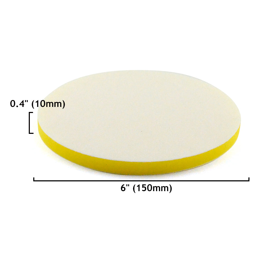 6" (150mm) Soft Sponge Yellow Flat Hook & Loop Surface Protection Interface Buffer Backing Pad