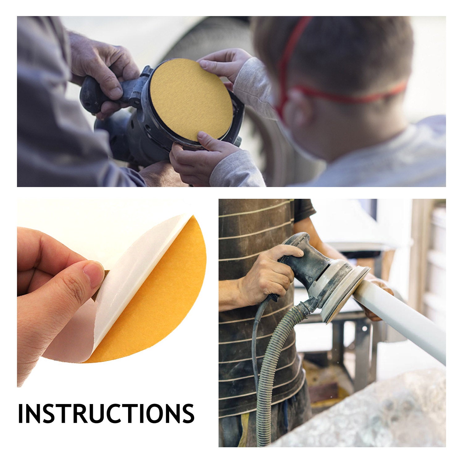 6" (150mm) PSA Yellow Grain Sanding Discs for Wet/Dry Sanding (40-800 Grit), 1 Disc