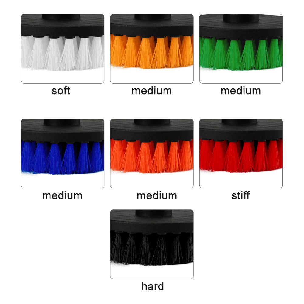 Electric Drill Cleaning Brush For Household/Automotive with 6mm Shank Drill Attachment. 3 Pcs Set