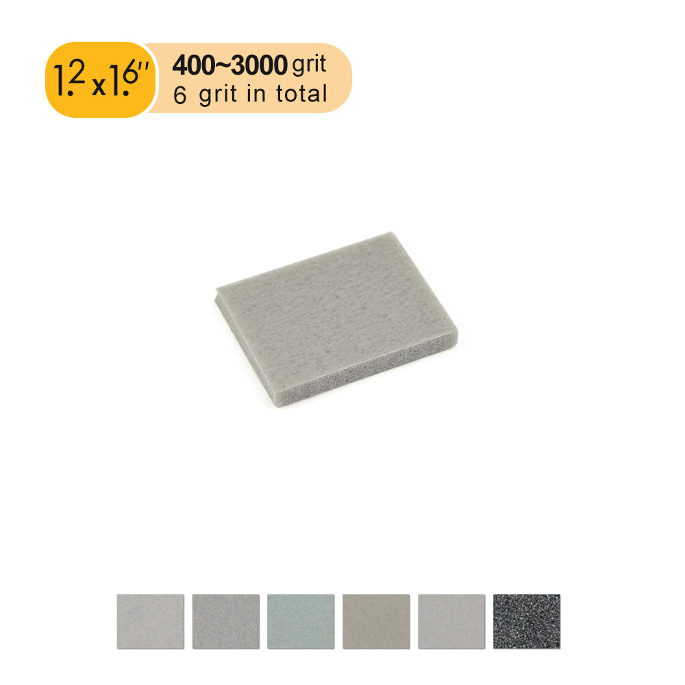 1.2 x 1.6" (30 x 40mm) Hook&Loop Sponge-Backed Wet/Dry Sanding Sheets (400-3000 Grit), 1 PC