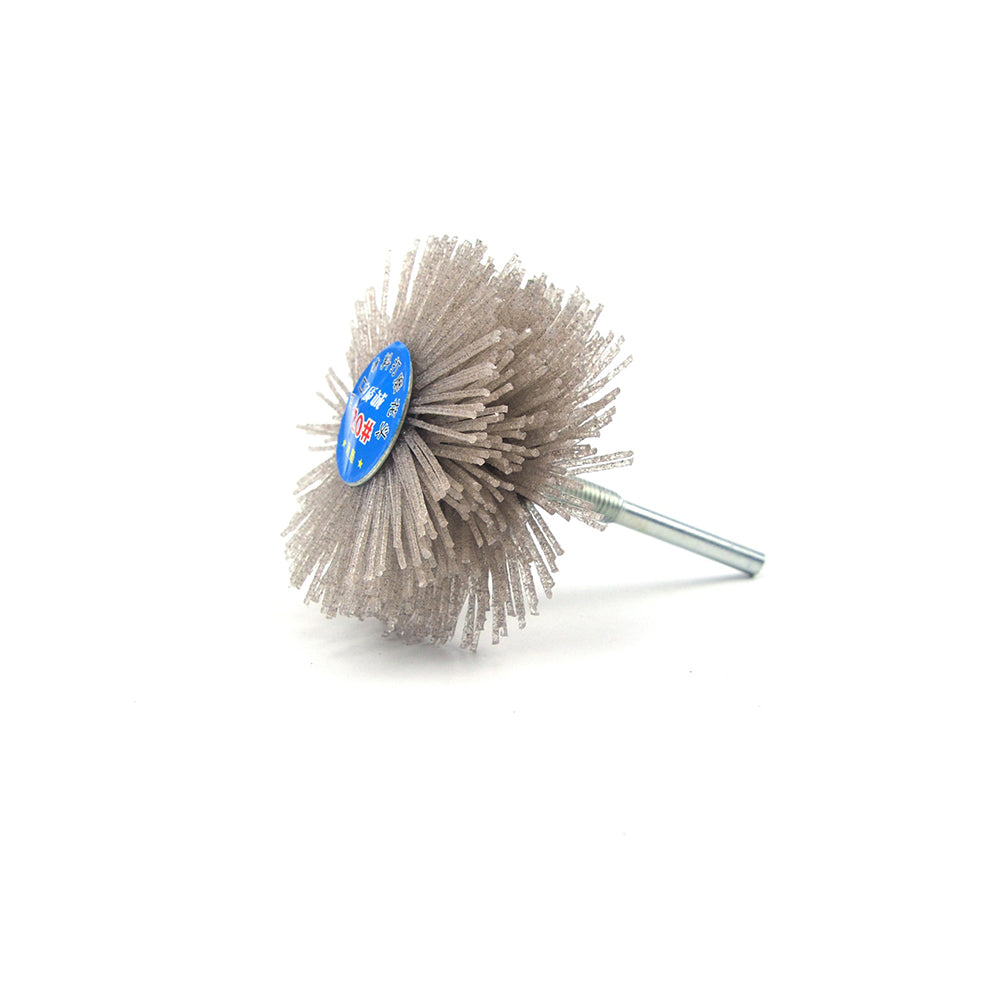 120 Grit 6mm Shank Mounted Nylon Wire Grinding Flower Head Wheel Brush for Woodworking