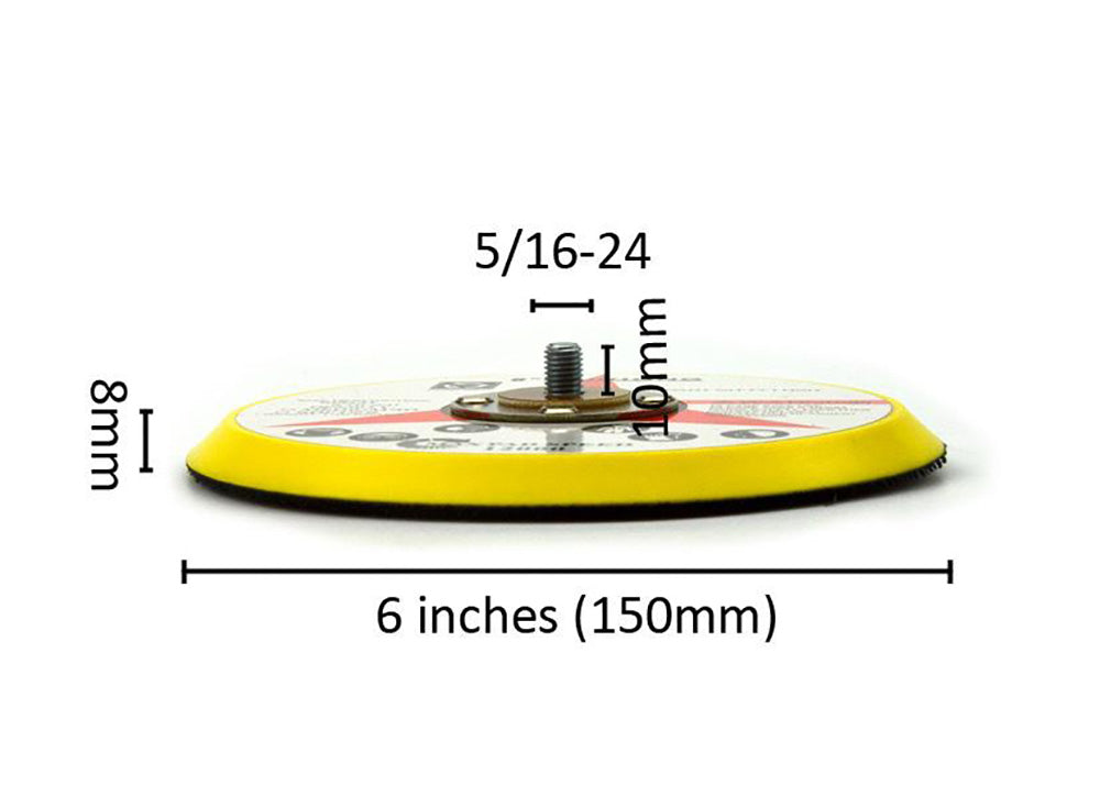 6" (150mm) x 5/16-24 Male Hook & Loop Back-up Sanding Pads