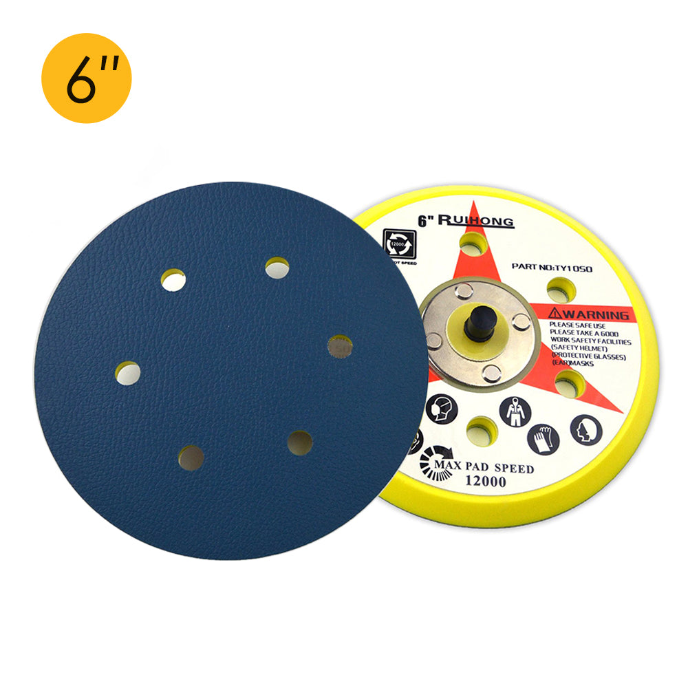 6" (150mm) x 5/16-24 Male 6 Hole PSA Back-up Sanding Pads