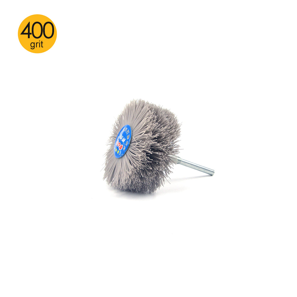400 Grit 6mm Shank Mounted Nylon Wire Grinding Flower Head Wheel Brush for Woodworking